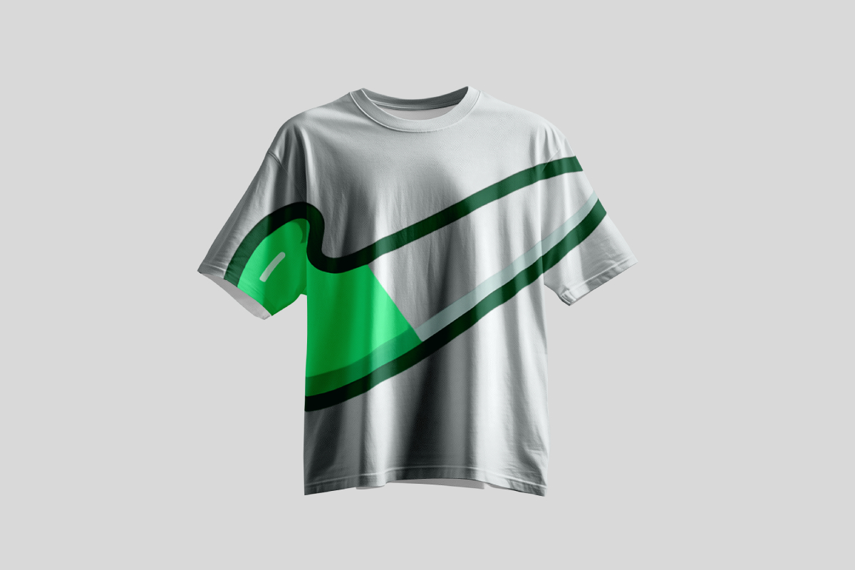 PUMPEY T-shirt with green swoosh design